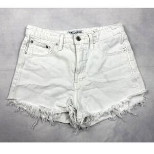 Lucky Brand Pins Shorts Womens 6 28 White Cone Denim Cutoff Raw Hem High Rise